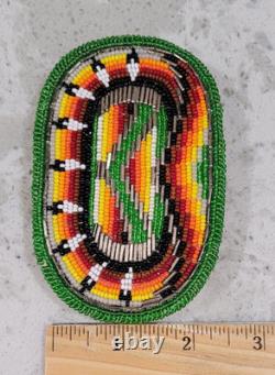 Vintage Native American Multicolor Beaded Belt Buckle