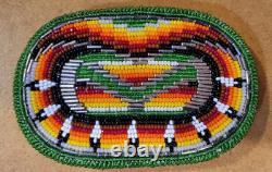 Vintage Native American Multicolor Beaded Belt Buckle