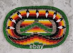 Vintage Native American Multicolor Beaded Belt Buckle