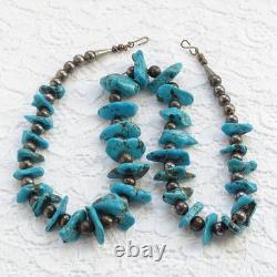 Vintage Native American Navajo 23 Necklace Turquoise Nuggets Sterling Beads 23
