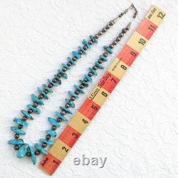Vintage Native American Navajo 23 Necklace Turquoise Nuggets Sterling Beads 23