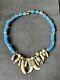 Vintage Native American Navajo Tribal Blue Trade Bead Tooth Claw Necklace