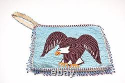 Vintage Native American Nez Perce / Plateau Indian Beaded Pictorial Flat Bag Atq