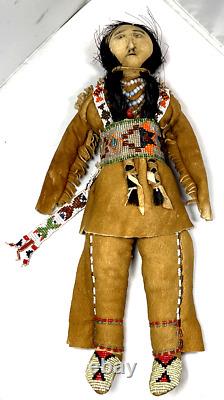 Vintage Native American Plains Indian Beaded Leather Doll