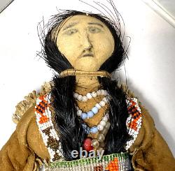 Vintage Native American Plains Indian Beaded Leather Doll
