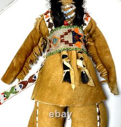 Vintage Native American Plains Indian Beaded Leather Doll