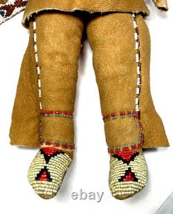 Vintage Native American Plains Indian Beaded Leather Doll