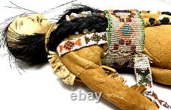 Vintage Native American Plains Indian Beaded Leather Doll