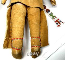 Vintage Native American Plains Indian Beaded Leather Doll