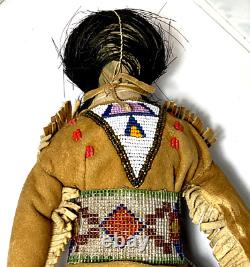 Vintage Native American Plains Indian Beaded Leather Doll