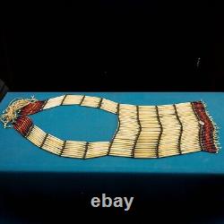 Vintage Native American Plains Indian Women's Bone Pipe Bead Breastplate