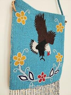 Vintage Native American Plateau Indian Beaded Bag with Eagle