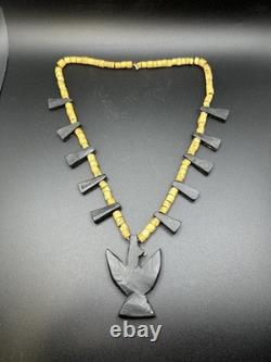 Vintage Native American Santo Domingo Depression Era Thunderbird Necklace 23in