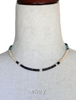 Vintage Native American Santo Domingo Heishi Turquoise Beaded Choker Necklace