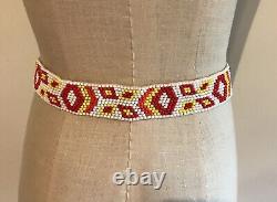 Vintage Native American Seed Bead and Leather Belt Seminole Butter Soft Suede
