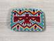 Vintage Native American Seed Beaded Thunderbird Buckskin Belt Buckle Signed JBM