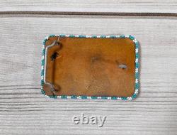 Vintage Native American Seed Beaded Thunderbird Buckskin Belt Buckle Signed JBM