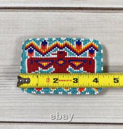 Vintage Native American Seed Beaded Thunderbird Buckskin Belt Buckle Signed JBM