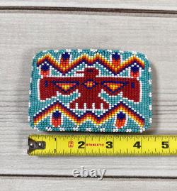 Vintage Native American Seed Beaded Thunderbird Buckskin Belt Buckle Signed JBM