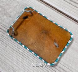 Vintage Native American Seed Beaded Thunderbird Buckskin Belt Buckle Signed JBM