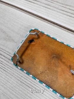 Vintage Native American Seed Beaded Thunderbird Buckskin Belt Buckle Signed JBM