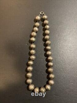 Vintage Native American Sterling Silver Bead Necklace