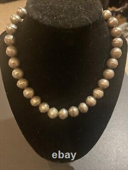 Vintage Native American Sterling Silver Bead Necklace