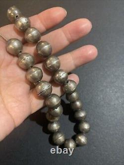 Vintage Native American Sterling Silver Bead Necklace