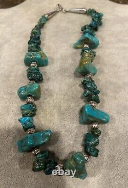 Vintage Native American Sterling Silver and Turquoise Necklace