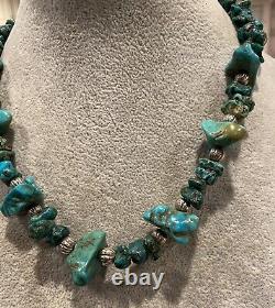 Vintage Native American Sterling Silver and Turquoise Necklace