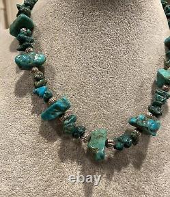 Vintage Native American Sterling Silver and Turquoise Necklace