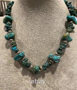 Vintage Native American Sterling Silver and Turquoise Necklace