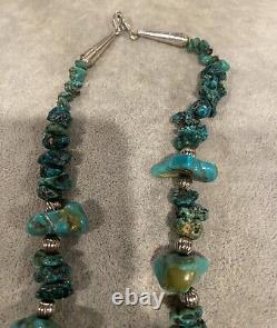 Vintage Native American Sterling Silver and Turquoise Necklace