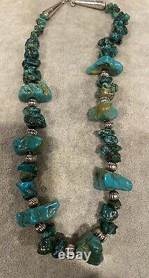 Vintage Native American Sterling Silver and Turquoise Necklace