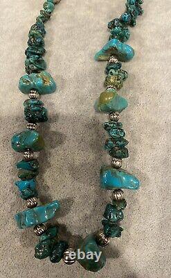 Vintage Native American Sterling Silver and Turquoise Necklace