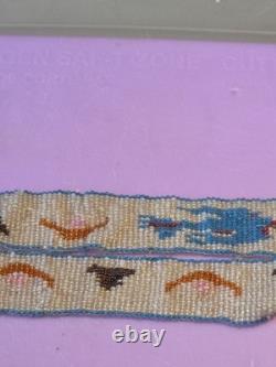 Vintage Native American Style Loom Beaded Band Plains Design Glass Beads 10in