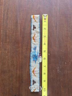 Vintage Native American Style Loom Beaded Band Plains Design Glass Beads 10in