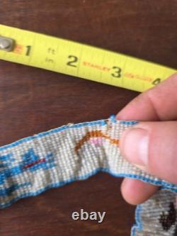 Vintage Native American Style Loom Beaded Band Plains Design Glass Beads 10in
