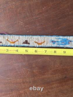 Vintage Native American Style Loom Beaded Band Plains Design Glass Beads 10in