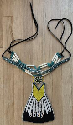 Vintage Native American Tribal Beaded Beadwork Breastplate eagle tale Tribes