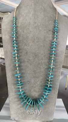 Vintage Native American Turquoise Nugget Heishi Necklace 114 Grams