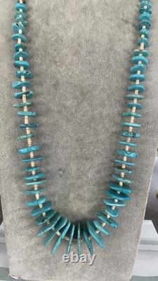 Vintage Native American Turquoise Nugget Heishi Necklace 114 Grams