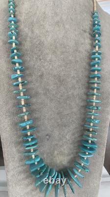 Vintage Native American Turquoise Nugget Heishi Necklace 114 Grams
