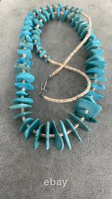 Vintage Native American Turquoise Nugget Heishi Necklace 114 Grams