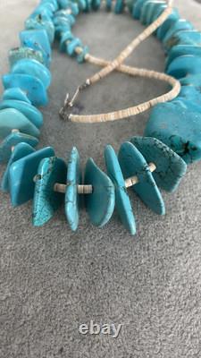 Vintage Native American Turquoise Nugget Heishi Necklace 114 Grams