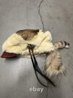 Vintage Native American beaded leather mountain fur hide