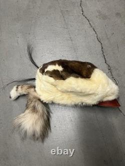 Vintage Native American beaded leather mountain fur hide