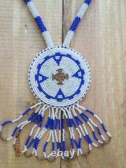 Vintage Native American beaded rope & ceremonial pendant Navajo