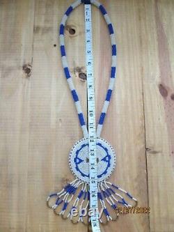 Vintage Native American beaded rope & ceremonial pendant Navajo