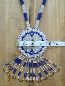 Vintage Native American beaded rope & ceremonial pendant Navajo